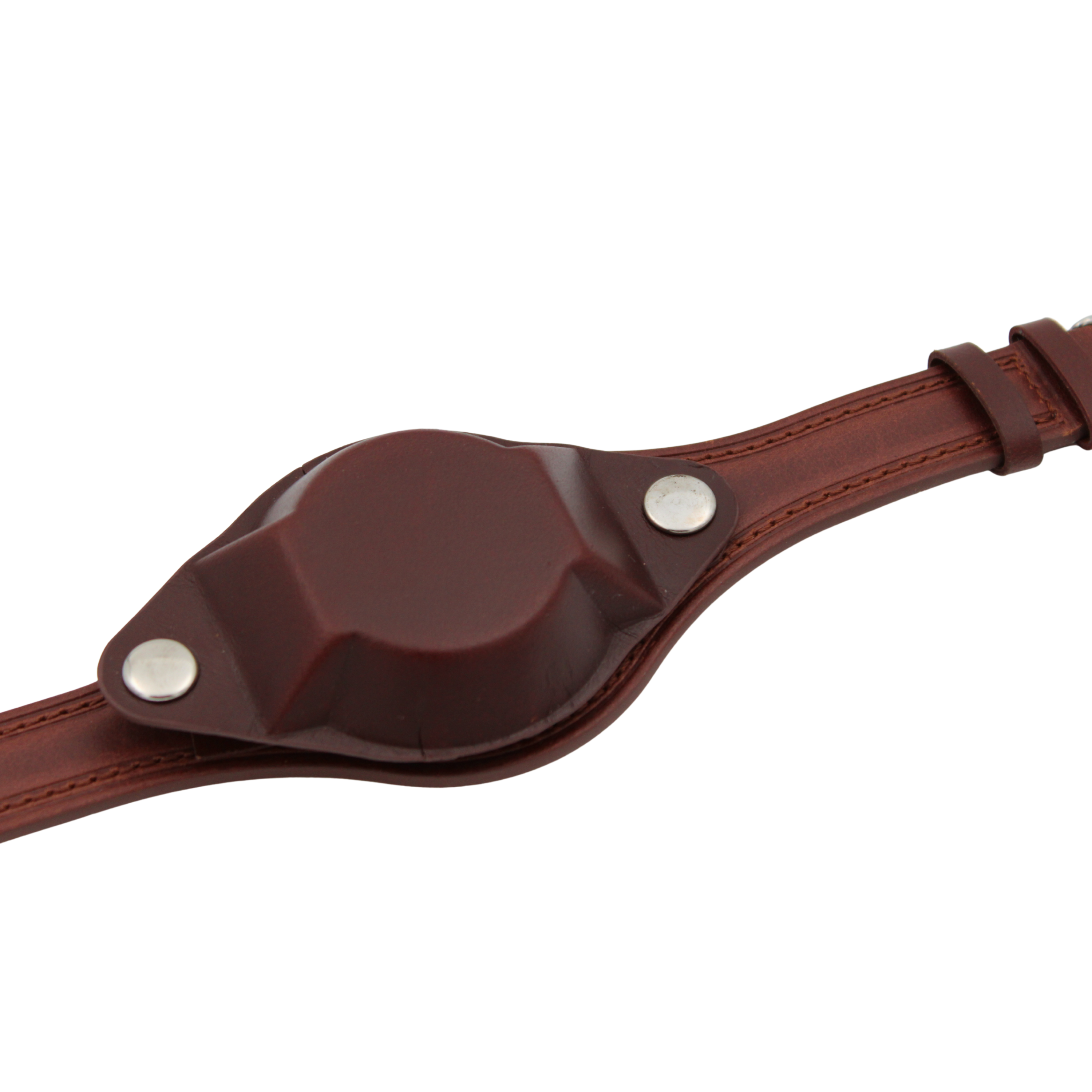 Bund skinnreim – Militær mørk brun med deksel 18 mm