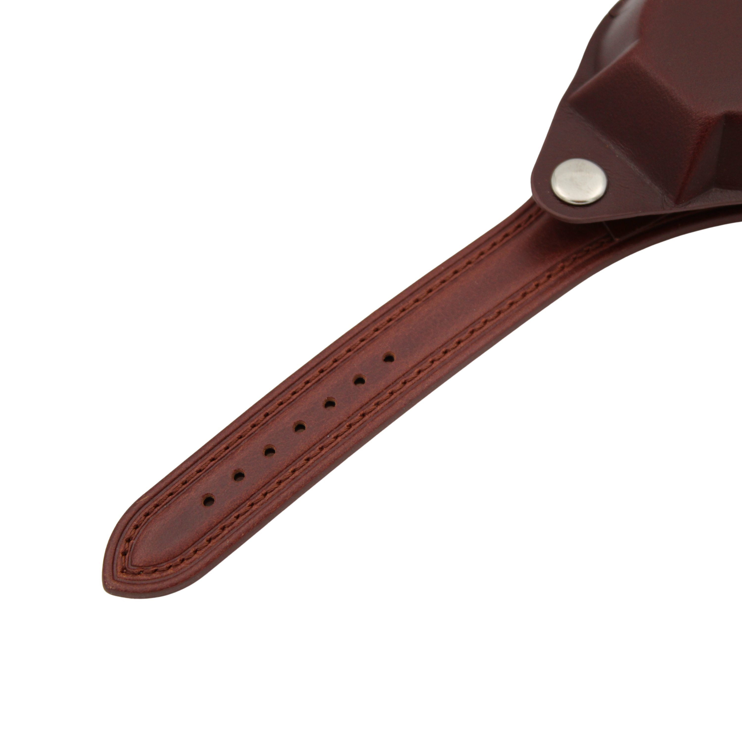 Bund skinnreim – Militær mørk brun med deksel 18 mm