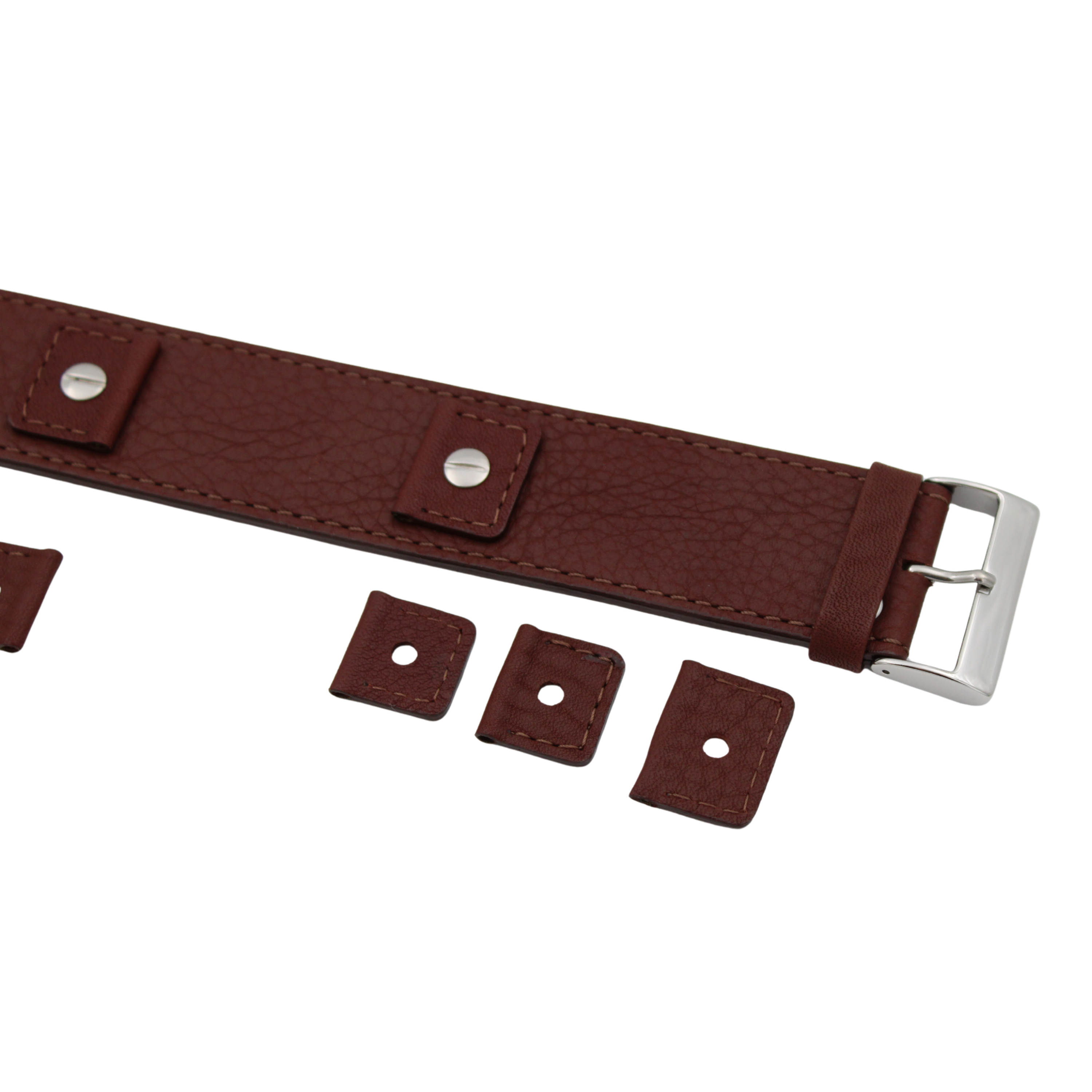 Bund skinnreim – 32 mm Mørk brun Buffalo Grain med utskiftbare fester