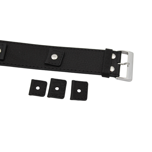 Läderrem – 32 mm svart Buffalo Grain med utbytbara fästen