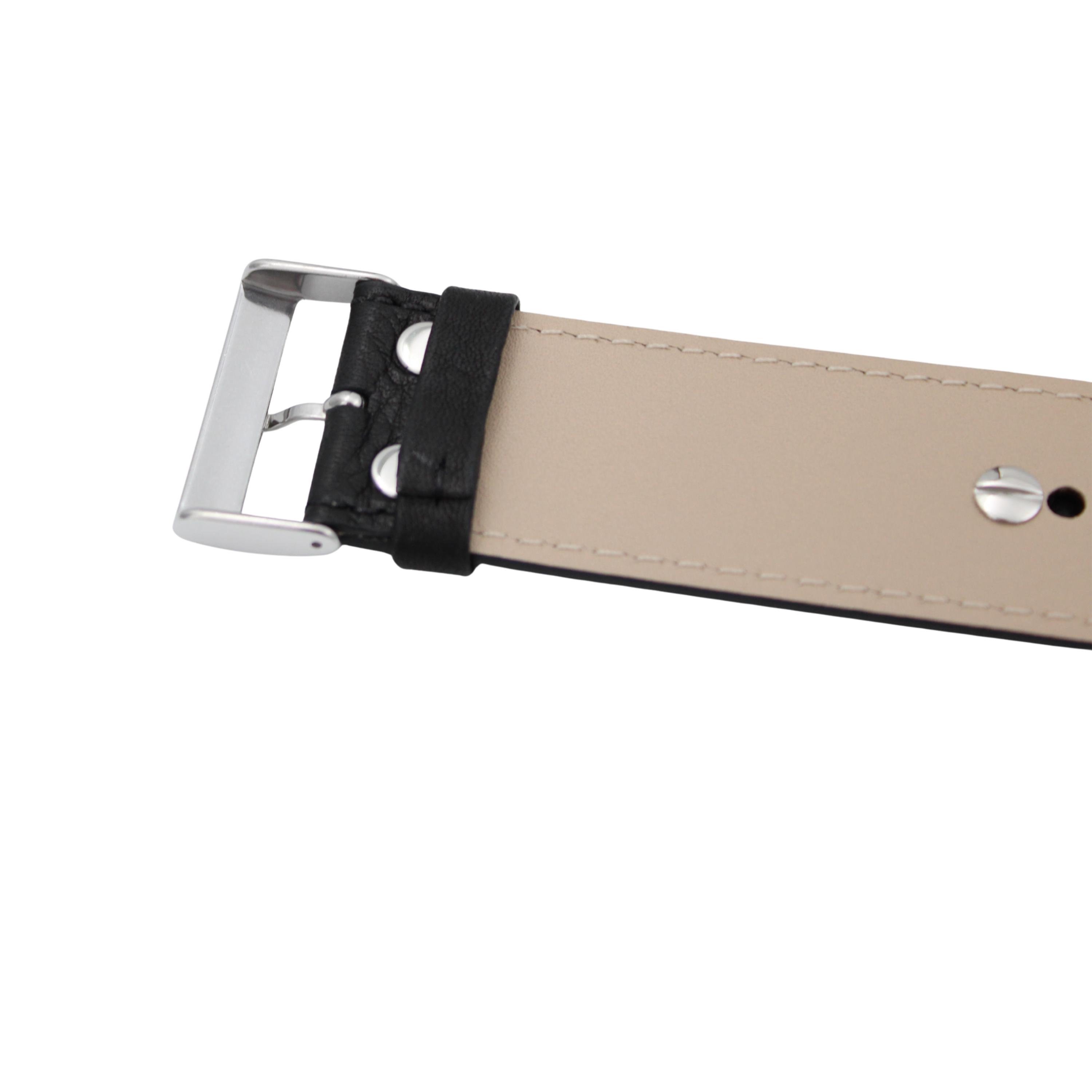 Bund skinnreim – 32 mm sort Buffalo Grain med utskiftbare fester