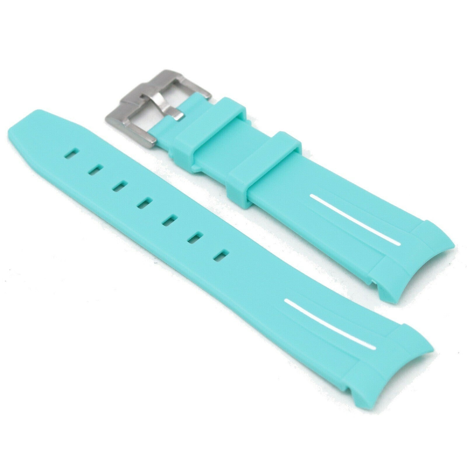 Gummirem Curved 22mm Tiffany blå/hvit