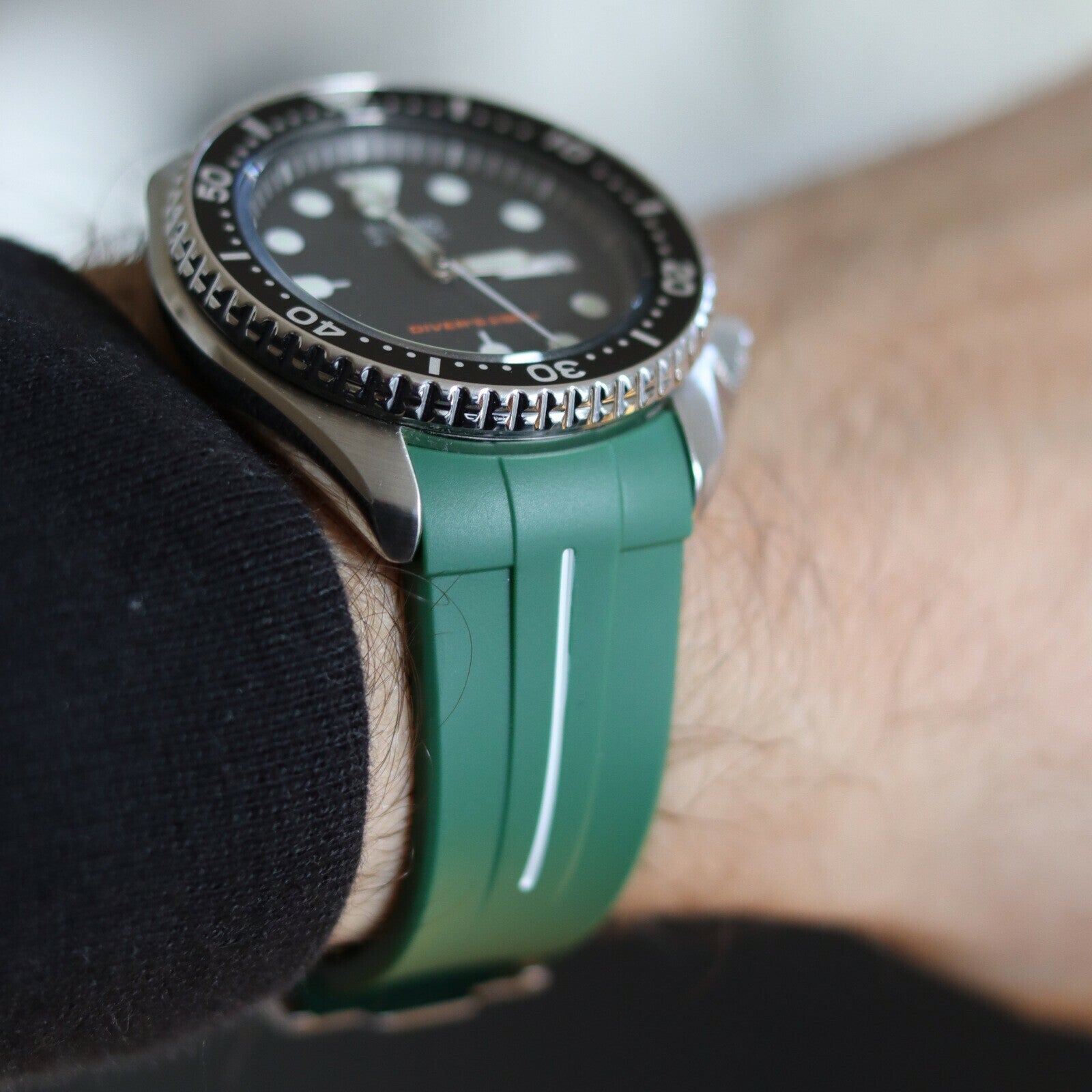 Gummirem Curved 22mm Grønn/hvit