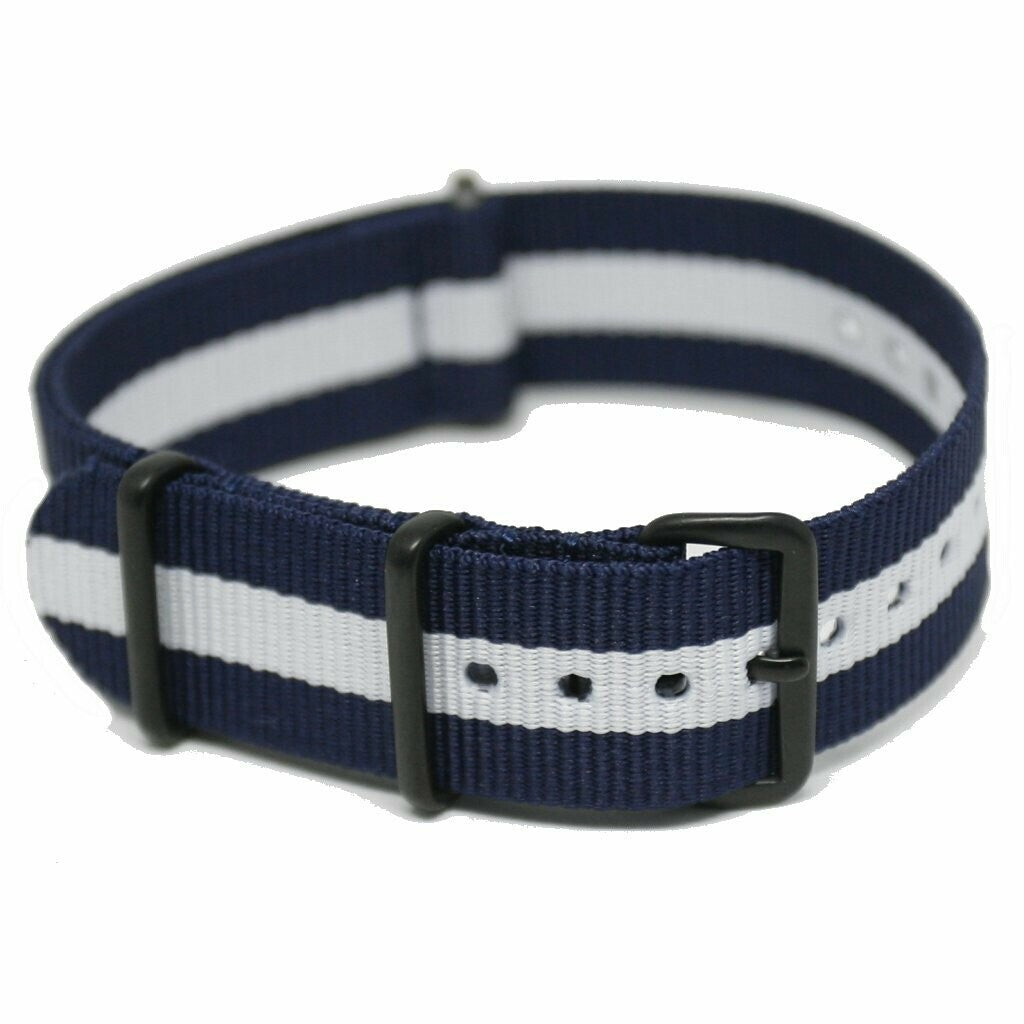 NATO Strap PVD Blå/hvit
