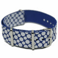 NATO-armband blått med vita prickar 20 mm