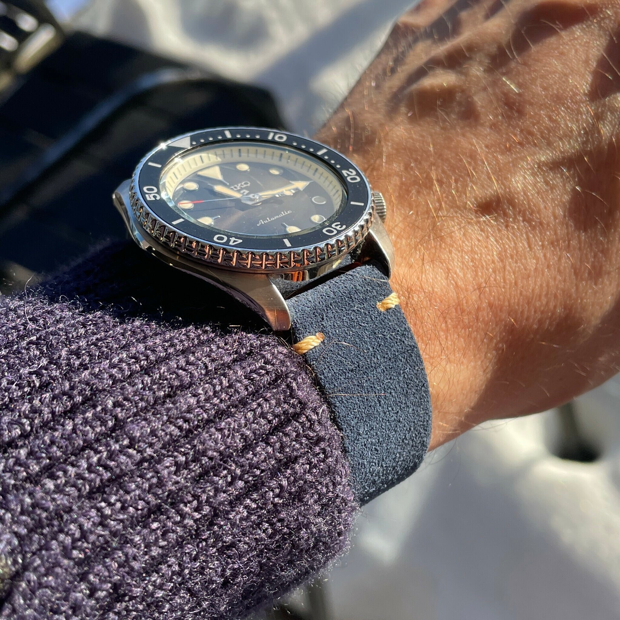 Suede Leather Strap Blå