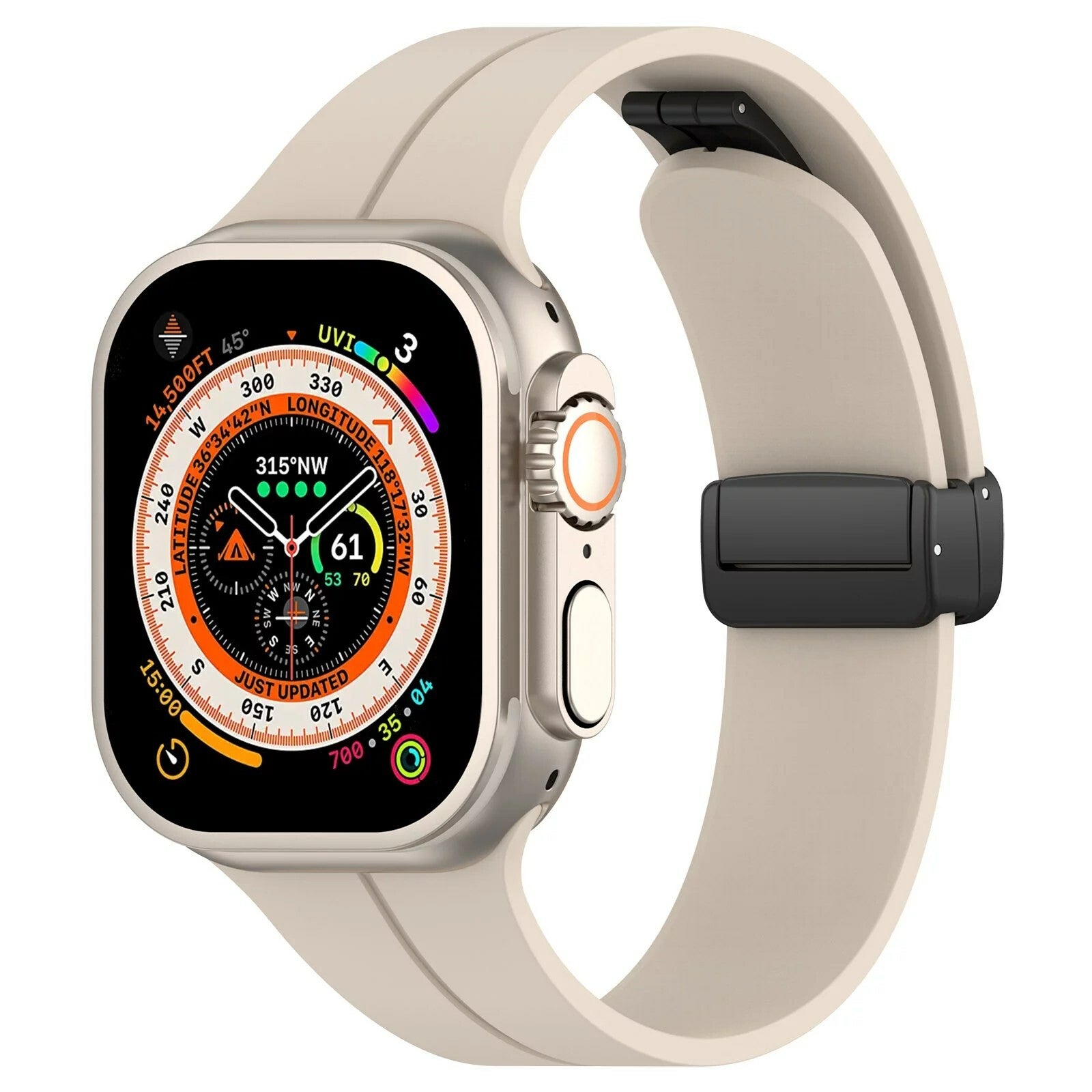 Gummirem for Apple Watch Sort 42/44/49mm Beige