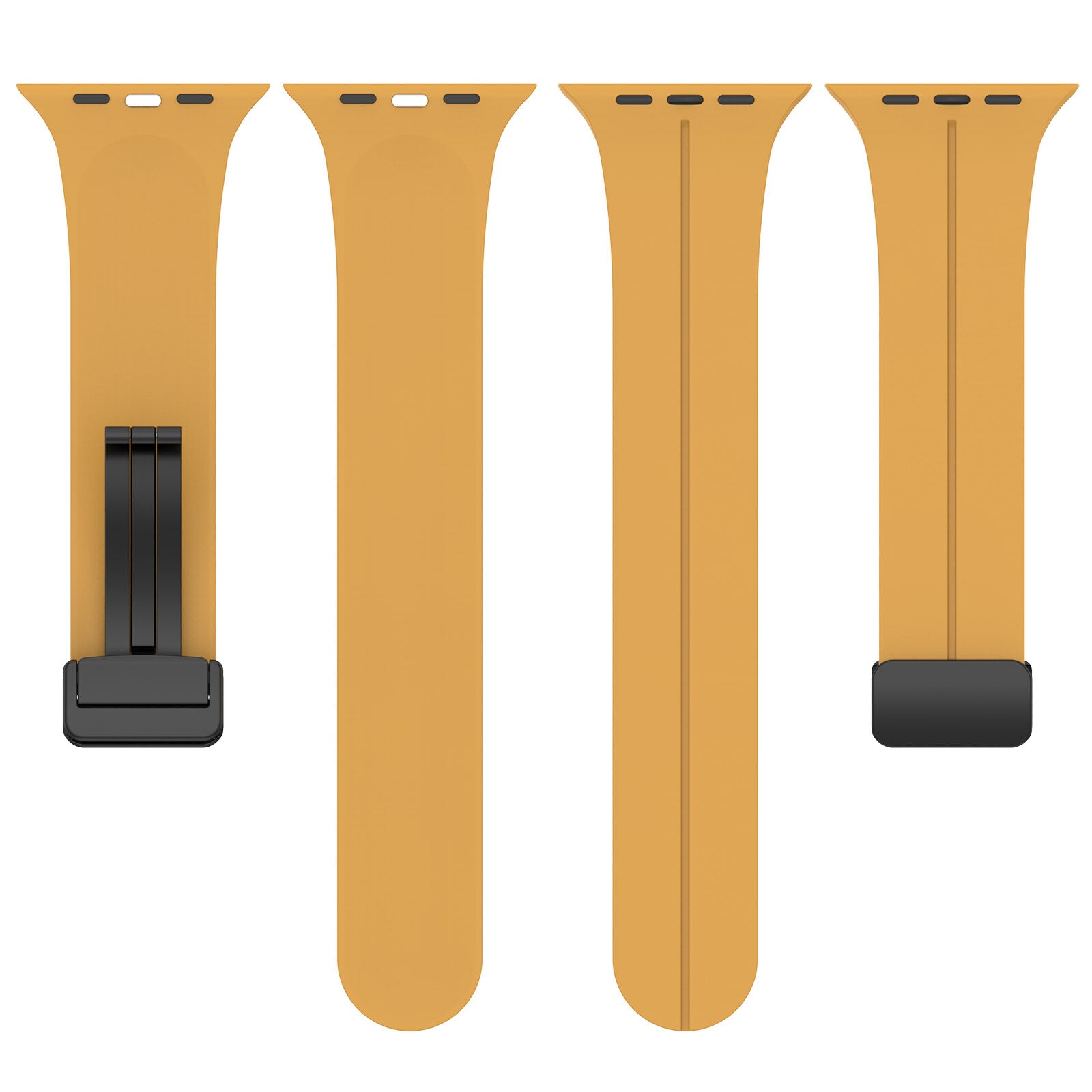 Gummirem for Apple Watch Mørk gul - Sort spenne