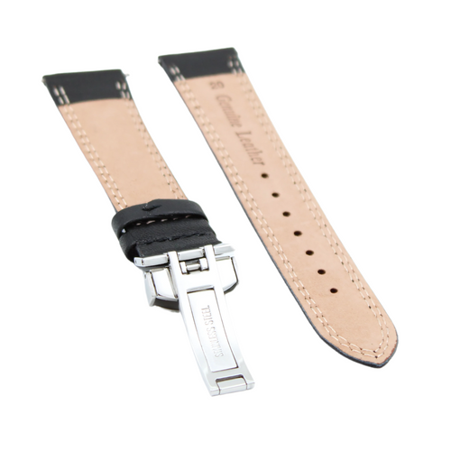 Cassis Svart läderarmband med fjärilsspänne