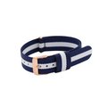 Nato-armband Roséguld Blå/Vit