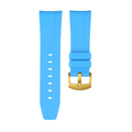 Horus 21mm böjt gummiband - Miamiblått med guldspänne