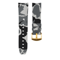 Horus 21mm böjt gummiband - Grå kamouflage med guldspänne