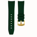 Horus 21mm böjt gummiband - skogsgrönt med guldspänne