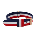 Nato-armband Roséguld Blå/vit/röd