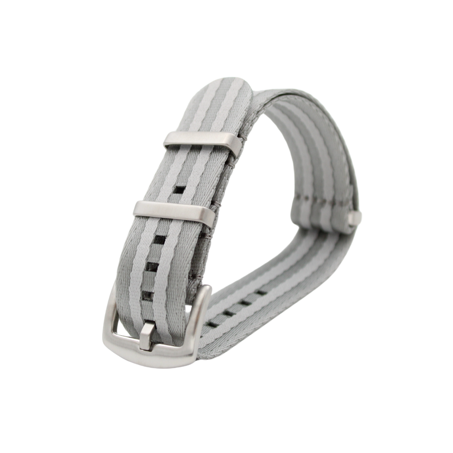 Premium Seat Belt Natoreim - Lys Grå / Hvit