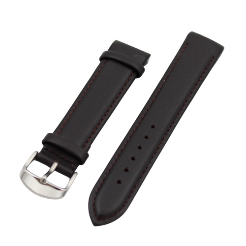 Granat - Böjt svart läderarmband med röda sömmar