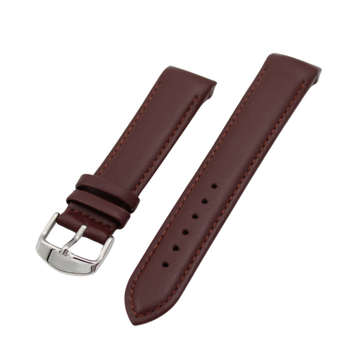 Brunello Curved - Brunt läderarmband med matchande sömmar