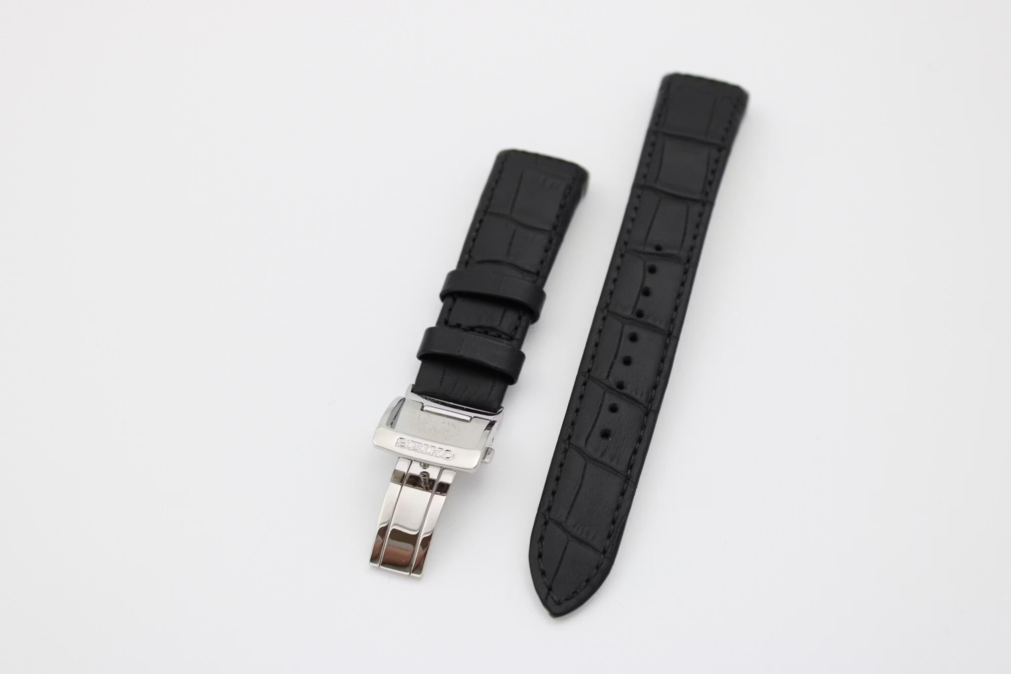 Seiko 21mm curved  med Krokodillemønster, Svart