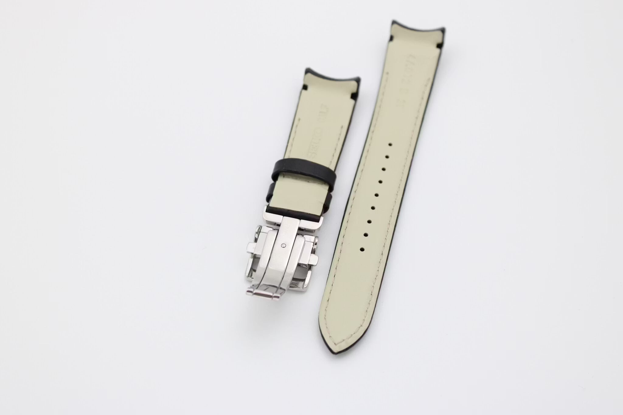 Seiko 21mm curved  med Krokodillemønster, Svart