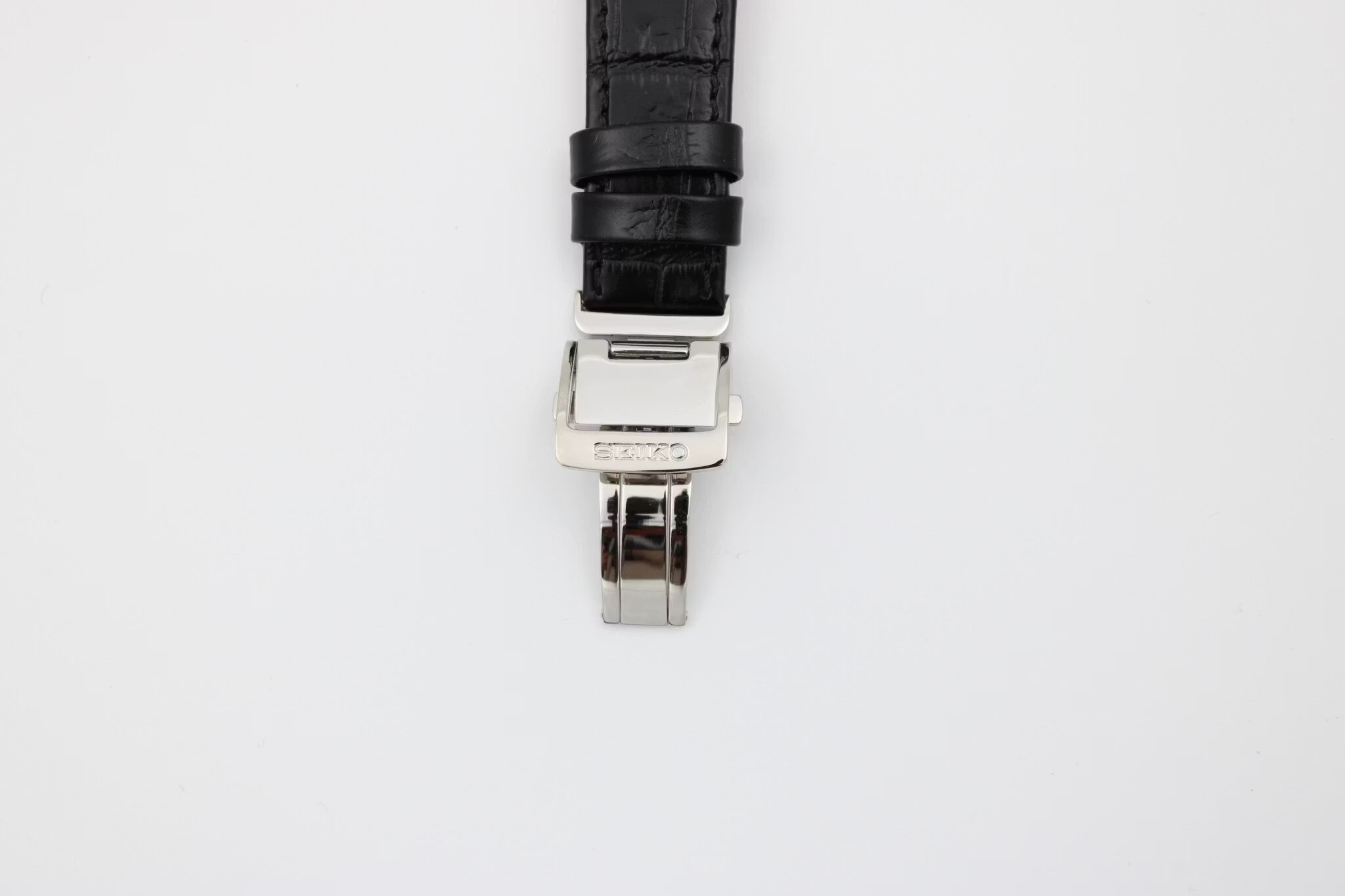 Seiko - 20mm curved Skinnreim med Alligatormønster, Svart (4KK6JZ)