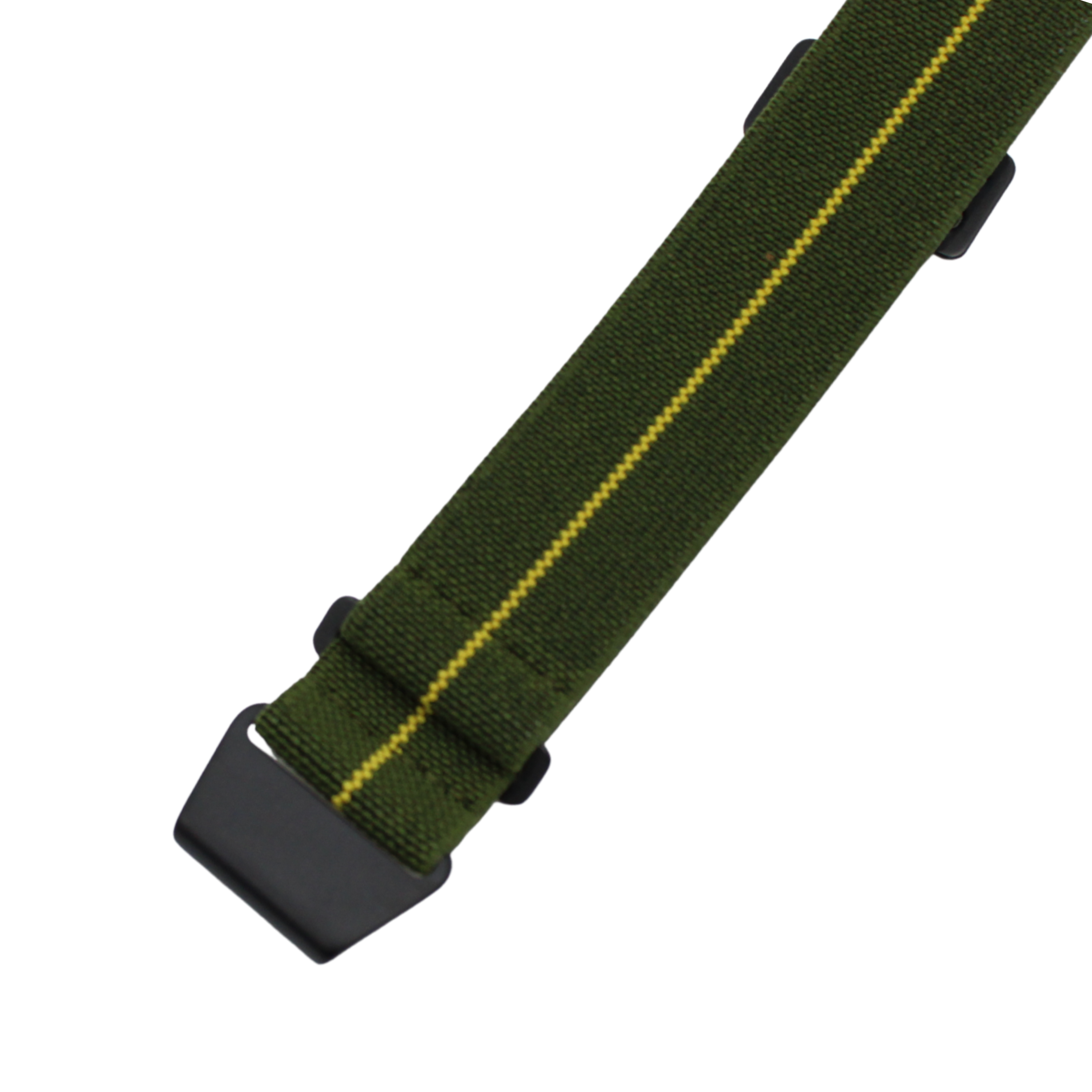 Grönt med gulrandigt fallskärmsspänne - Svart spänne