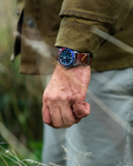 Nato-armband i mörkbrunt läder